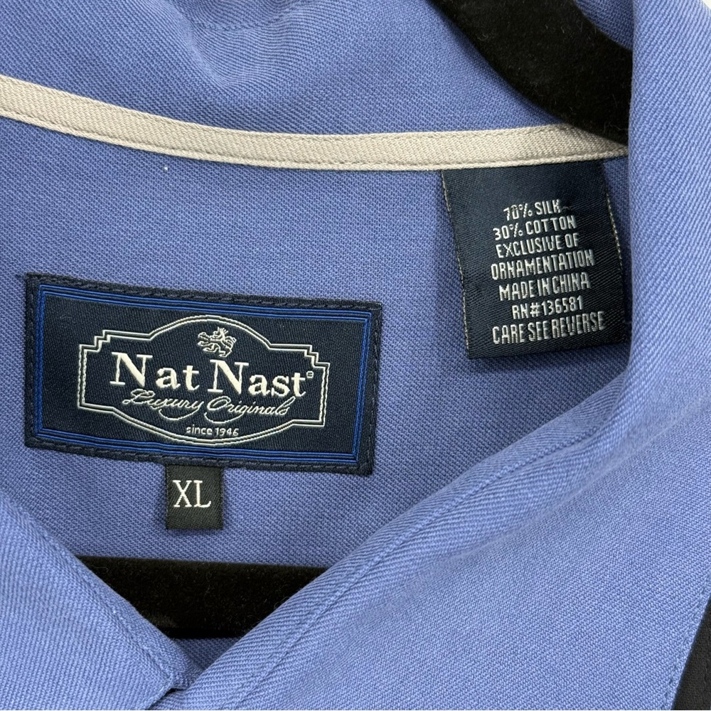 Nat Nast Luxury Originals Silk Blend Camp Shirt Retro Vertical Stripe Lounge XL - Picture 4 of 11